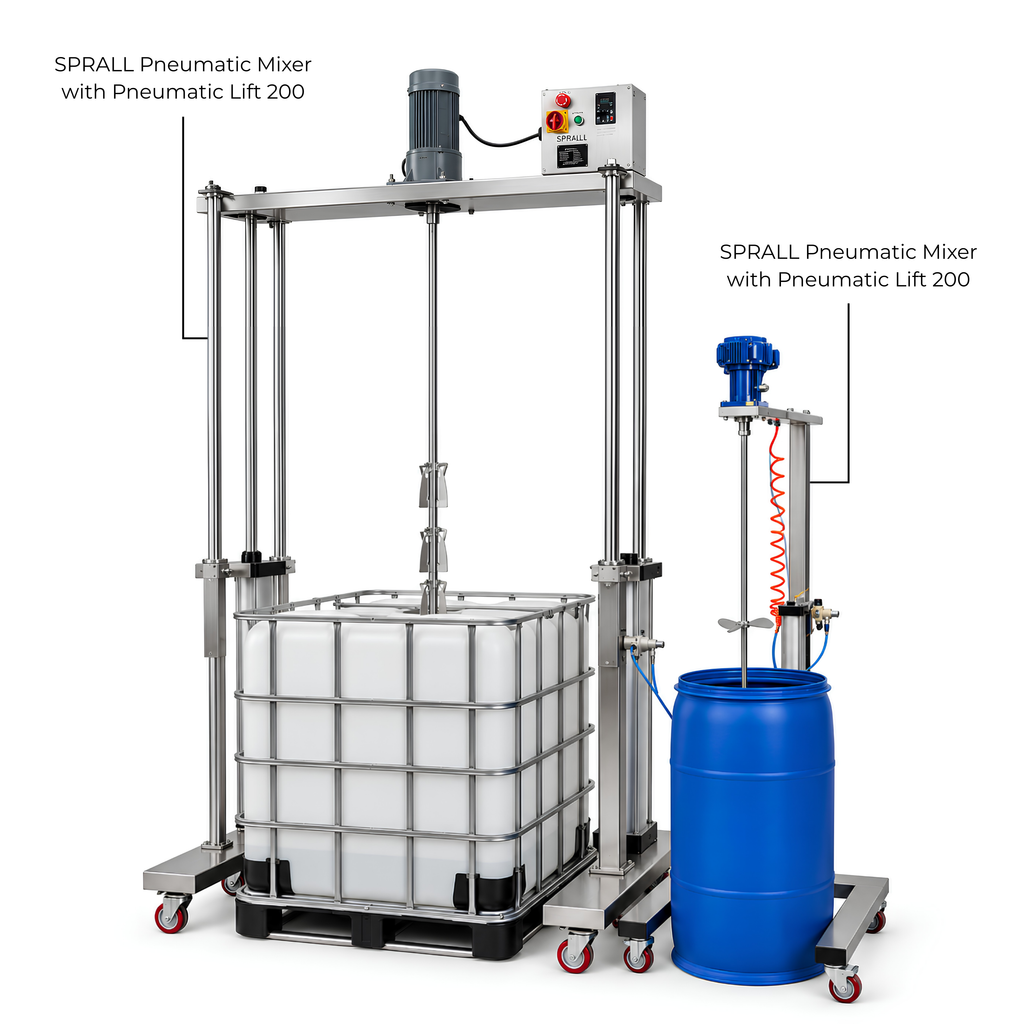 SPRALL IBC / Flowbin Electric Mixer with Pneumatic Lift 1000L