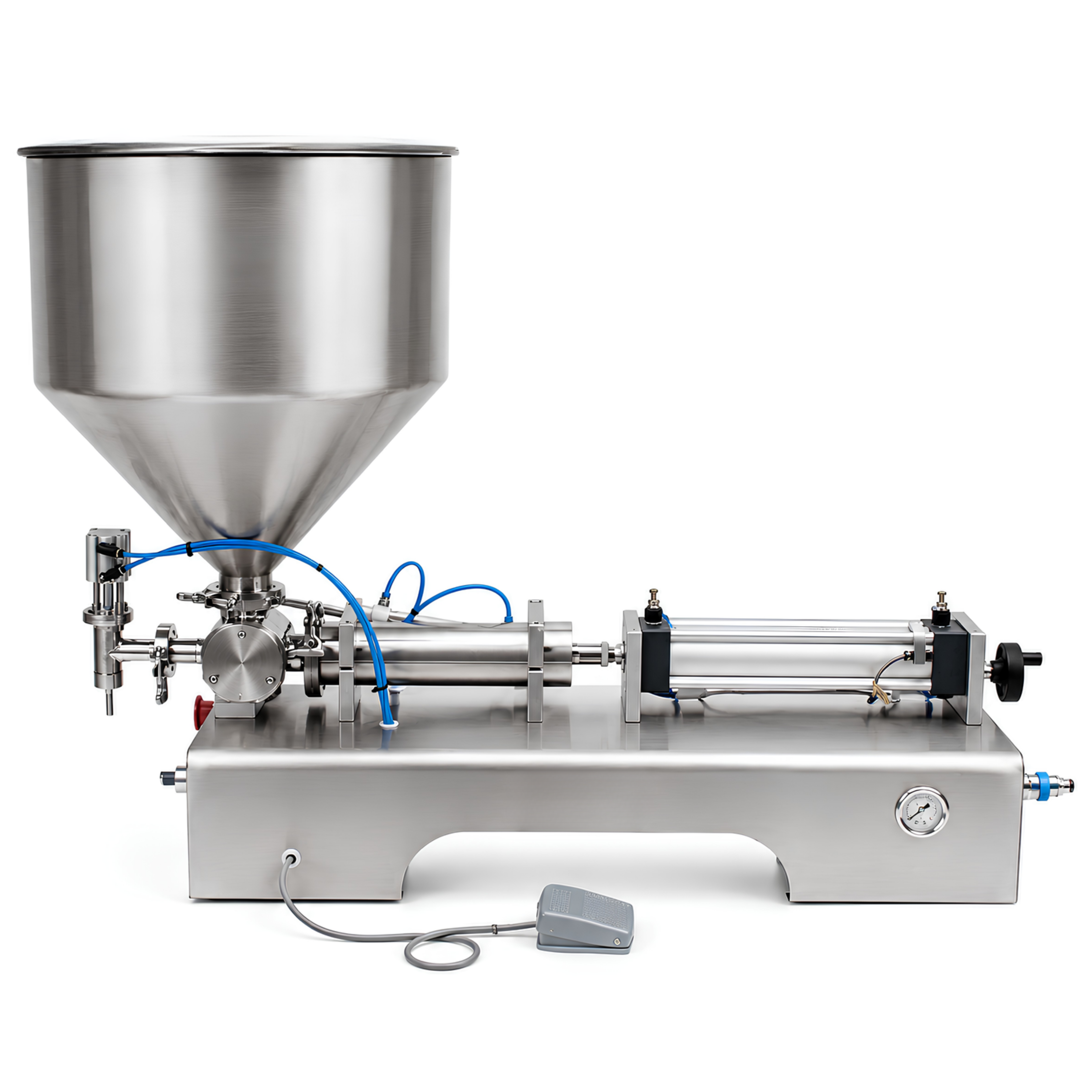Horizontal Pneumatic Liquid Filling Machine With 30L Hopper (100-1000ml) - Single Nozzle Precision Filler