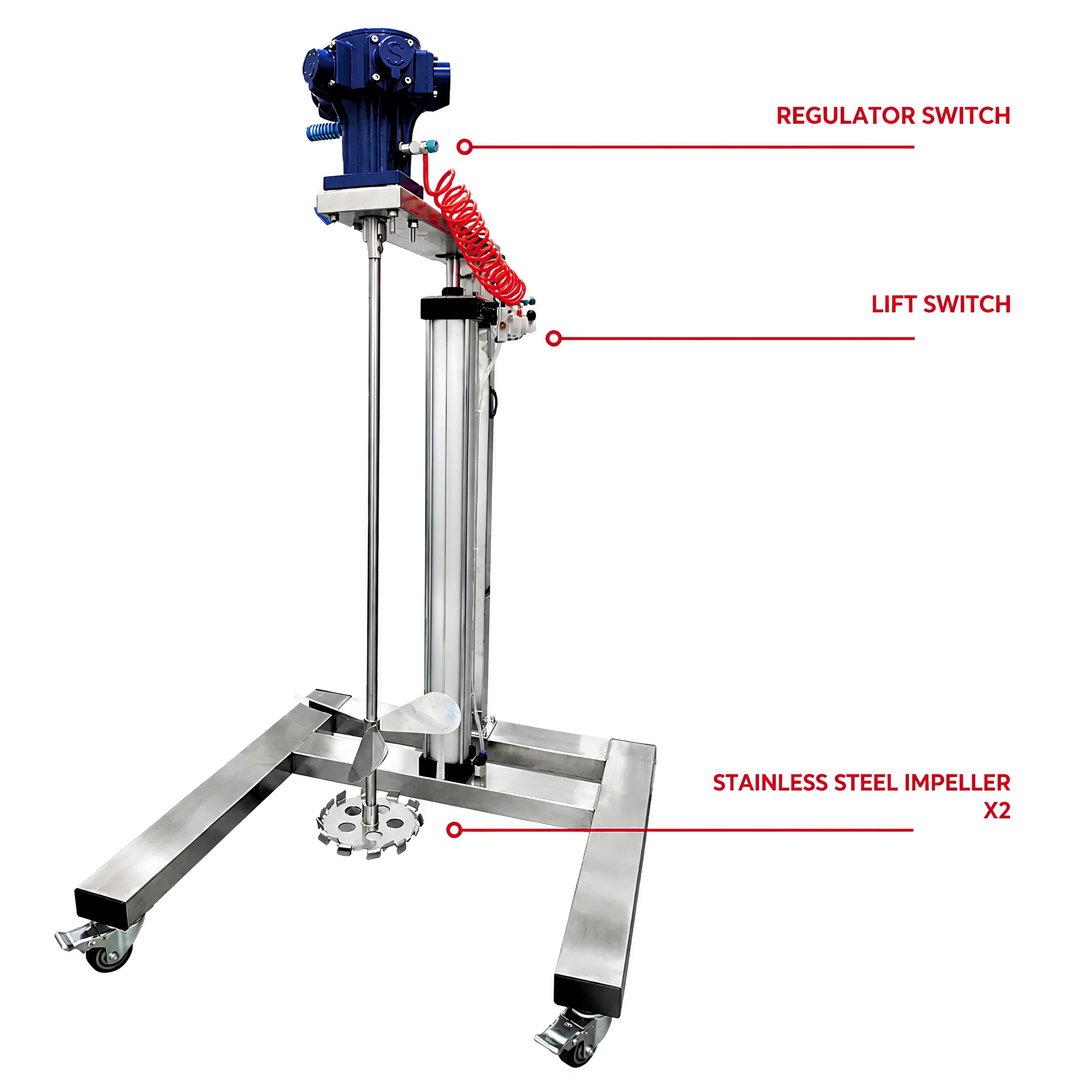 SPRALL Pneumatic Mixer with Pneumatic Lift 200